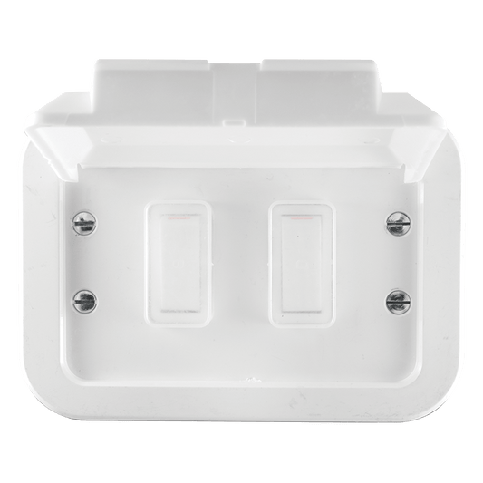 Crabtree Classic Industrial 2 Lever 1x1 and 1x2 Way Switch on Weatherproof Surface Box
