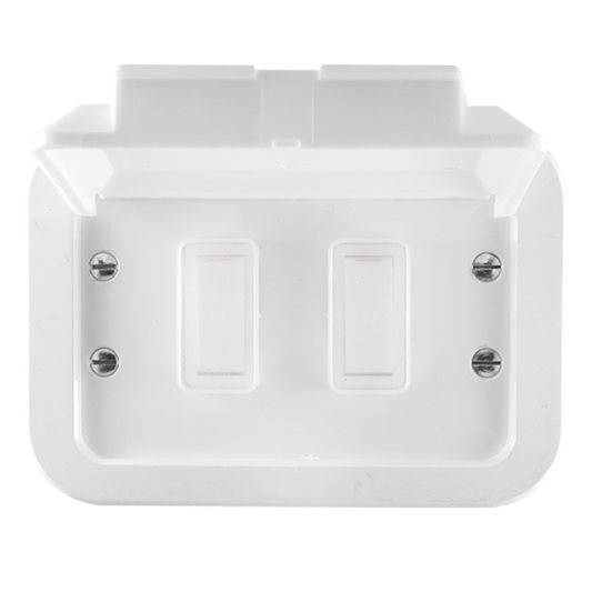 Classic Industrial 2 Lever 1 Way Switch on 119×83 Weatherproof Surface Box