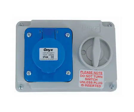 Onyx Switched Socket with Interlock - Surface Mounting - IP44