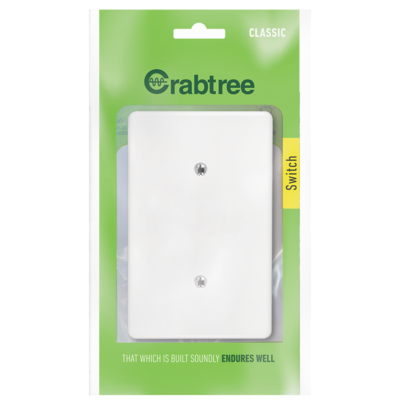 Crabtree Classic Blank Coverplate 50x100, White Finish