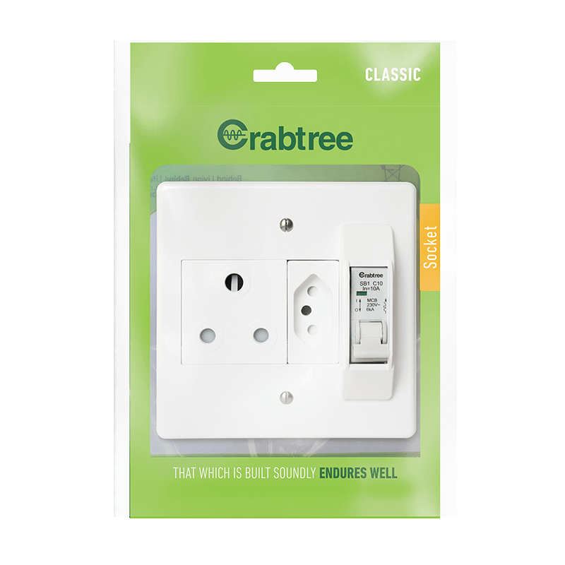 Crabtree Classic Circuit Breaker Socket 1×164-1 + 1×164-2 with Coverplate