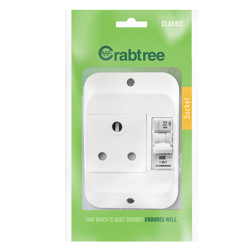 Crabtree Classic Industrial Circuit Breaker 16A Socket on Surface Box