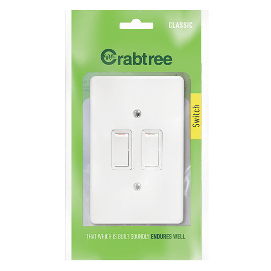 Crabtree Classic 2 Lever 1 Way Switch with Durable Plastic Coverplate