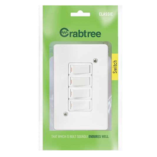 Crabtree Classic 4 Lever 1 Way Switch with Coverplate
