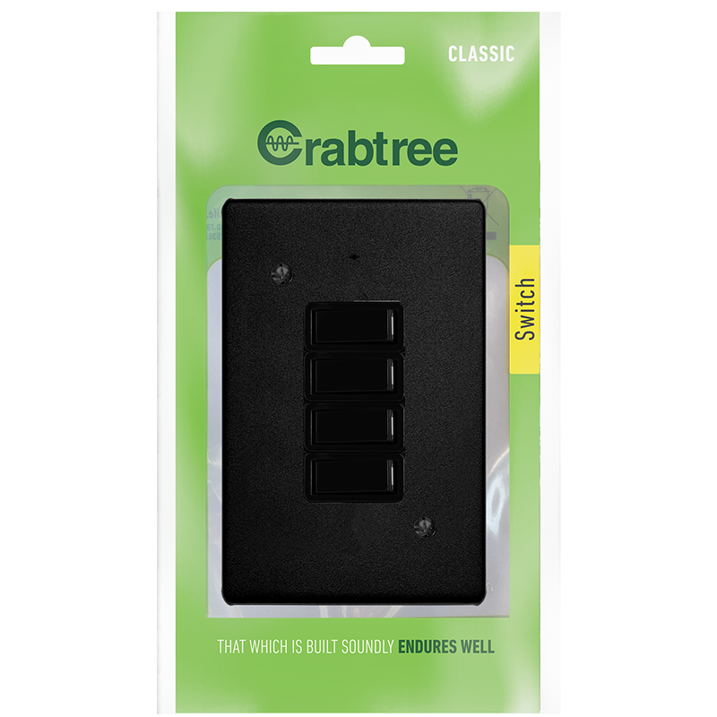 Crabtree Classic 4 Lever 1 Way Switch With Coverplate