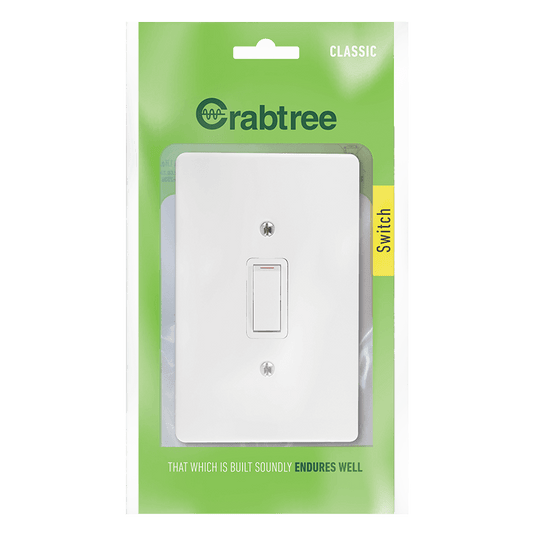 Crabtree Classic 1 Lever 2 Way Switch with Plastic Coverplate