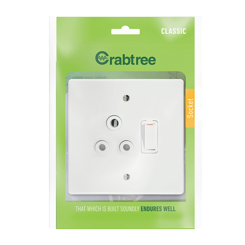 Crabtree Classic Single Monoblock 164-1 Switched Socket with Coverplate