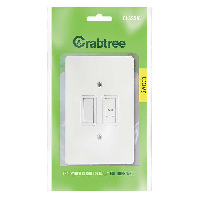 Crabtree Classic 2 Lever 1 500W LED Bell Press Dimmer Switch