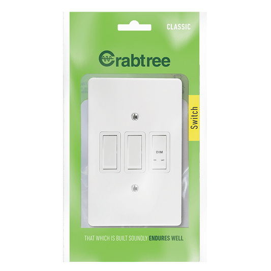 Crabtree Classic 3 Lever 500W LED Bellpress Dimmer Switch with 2×4 Yoke and Coverplate