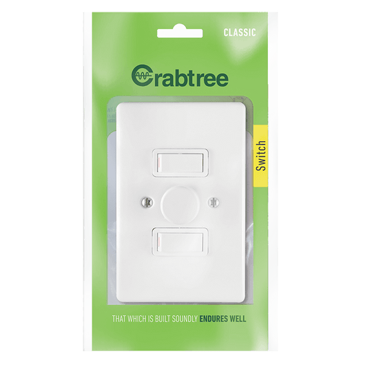 Crabtree Classic 2/3 Lever 500W LED Rotary Dimmer with Coverplate
