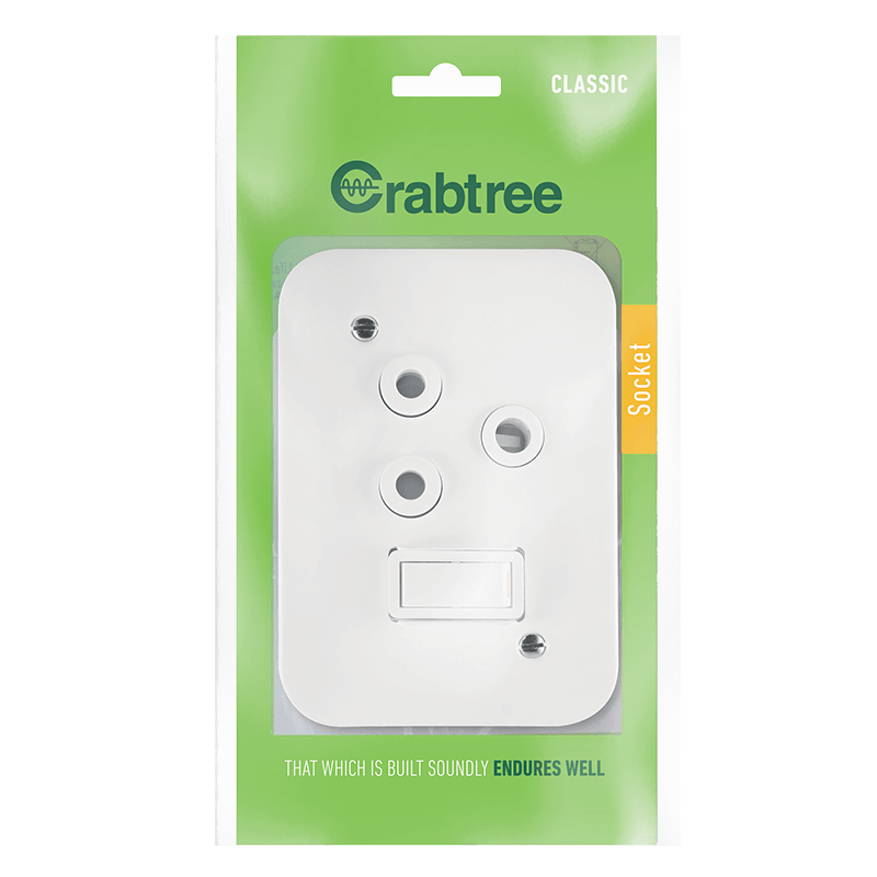 Crabtree Classic Industrial Single Switched 164-1 STD Socket on Surface Box
