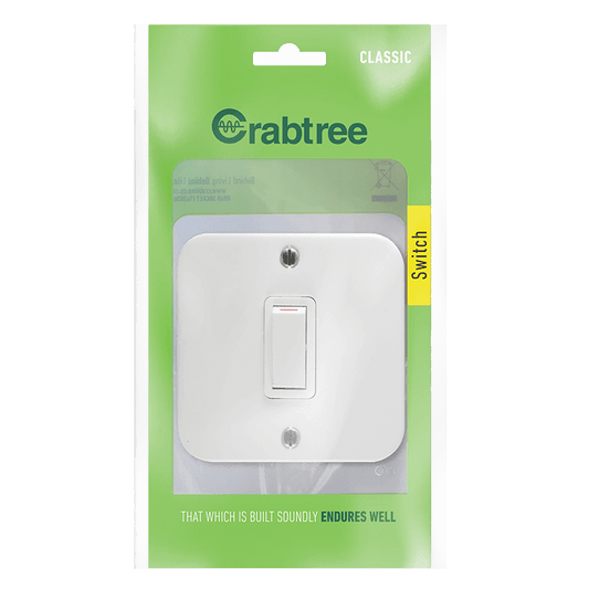 Crabtree Classic Industrial 1 Lever 1 Way Switch on Surface Box, White Finish