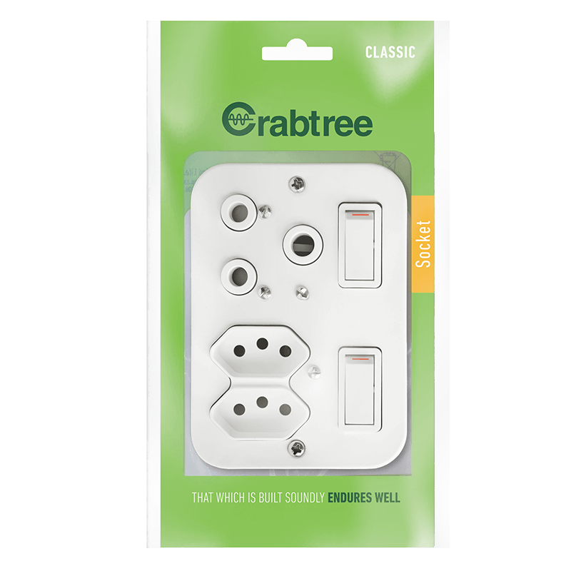 Crabtree Classic Industrial Combo Socket 1x164-1 plus 2x164-2