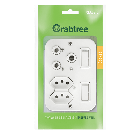 Crabtree Classic Industrial Combo Socket 1x164-1 plus 2x164-2
