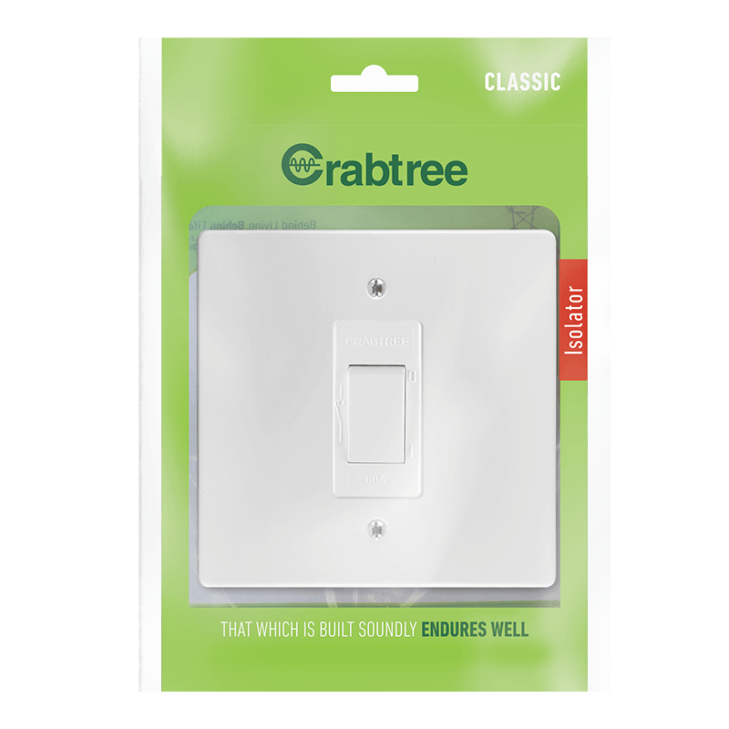 Crabtree Classic Double Pole 60A Isolator with Plastic Coverplate