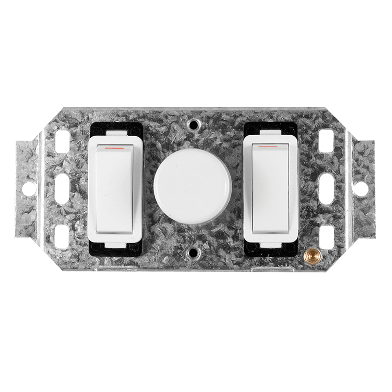 Crabtree Classic 3 Lever 600W Rotary Dimmer Switch on 2×4 Yoke