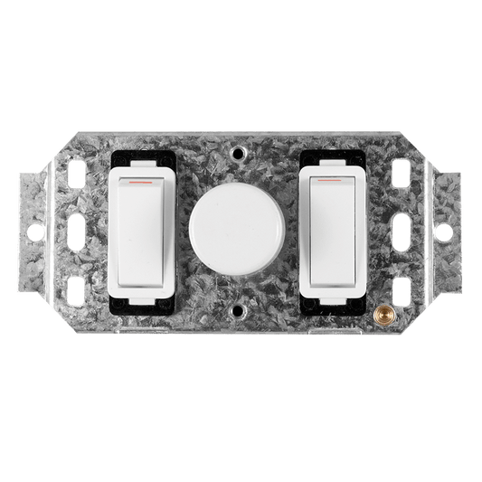Crabtree Classic 3 Lever 600W Rotary Dimmer Switch on 2×4 Yoke