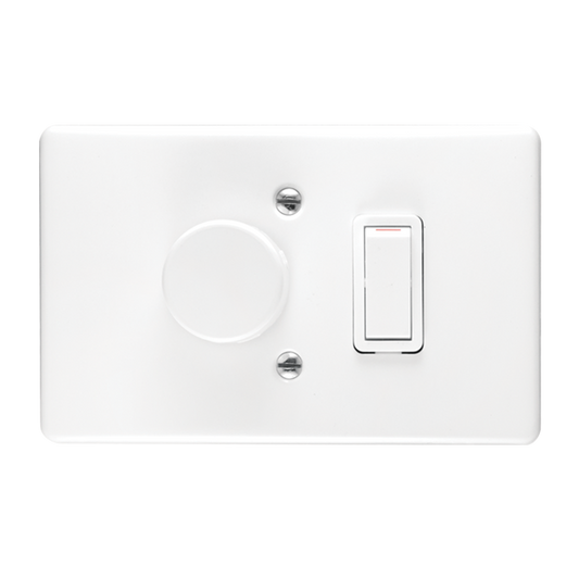 Crabtree Classic 1 Lever 800W Rotary Dimmer Switch on 2×4 Yoke, White