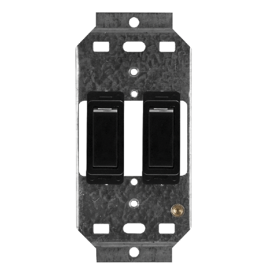 Crabtree Classic 2 Lever 2×1 Way Switch on 2×4 Yoke - Black