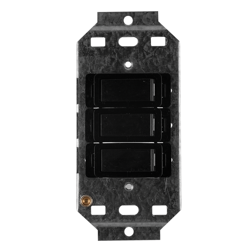 Crabtree Classic 3 Lever 3x1 Way Switch on 2x4 Surface Box, Black