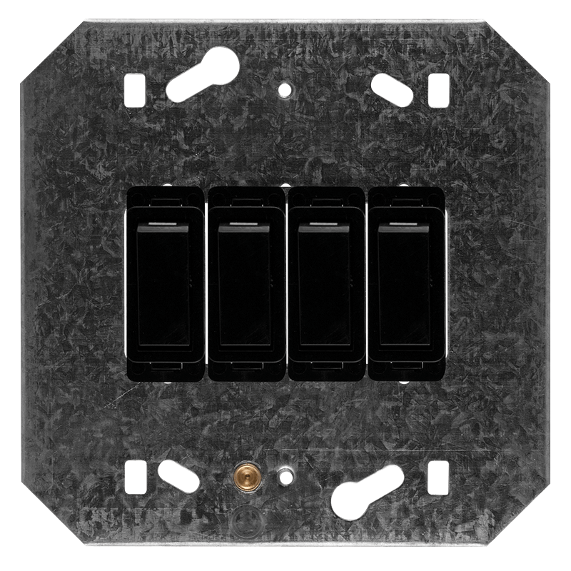 Crabtree Classic 4 Lever 4×1 Way Switch on 4X4 Yoke - Black