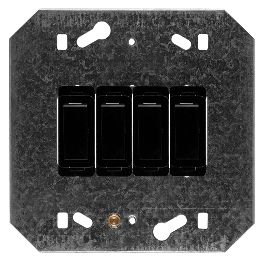 Crabtree Classic 4 Lever 4×1 Way Switch on 4X4 Yoke - Black