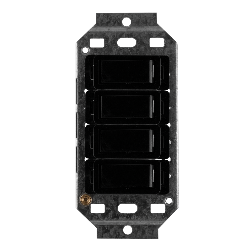 Crabtree Classic 4 Lever 4×1 Way Switch on 2×4 Yoke - Black