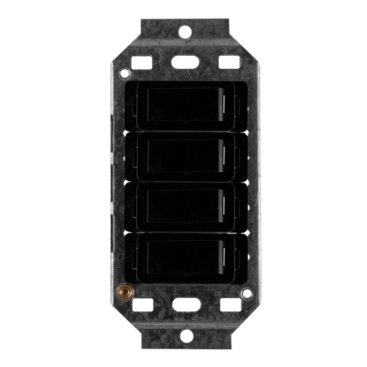 Crabtree Classic 4 Lever 4×1 Way Switch on 2×4 Yoke - Black