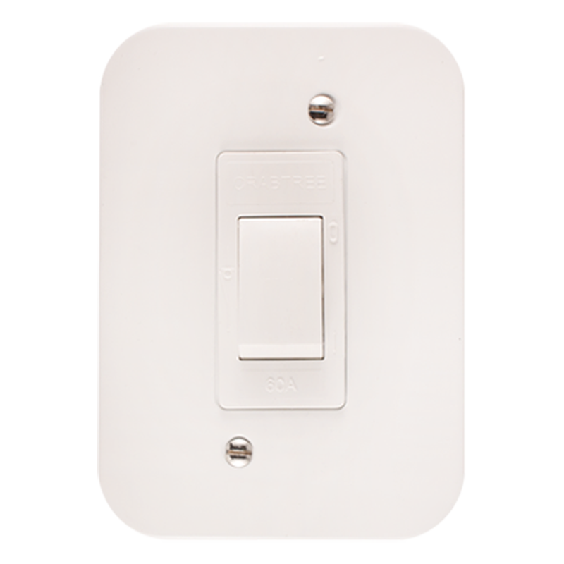 Crabtree Classic Industrial Double Pole 60A Isolator on 119×83 Surface Box