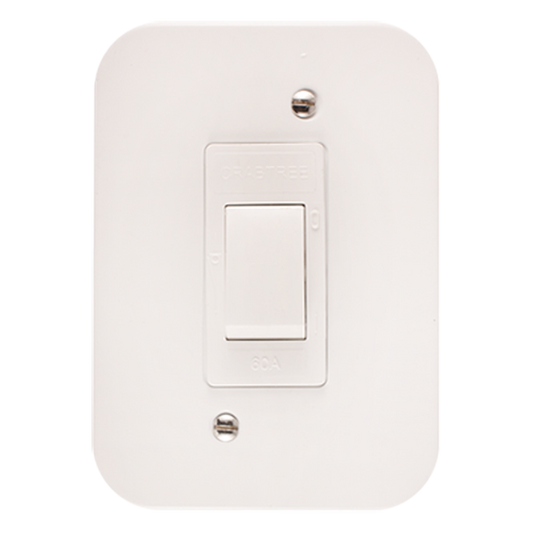 Crabtree Classic Industrial Double Pole 60A Isolator on 119×83 Surface Box