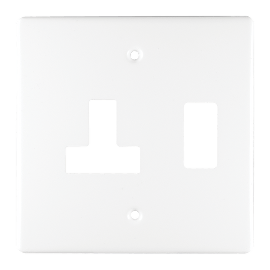 Crabtree Classic Single BS (13A) Switched Steel Socket Coverplate