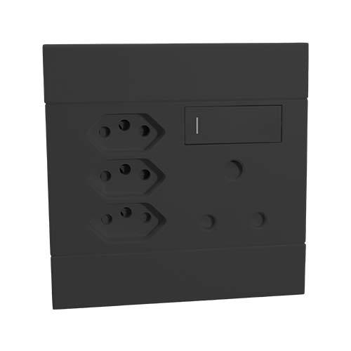 Veti 2 Single Switched Rsa Socket With 3 X V-Slim Sockets - Charcoal