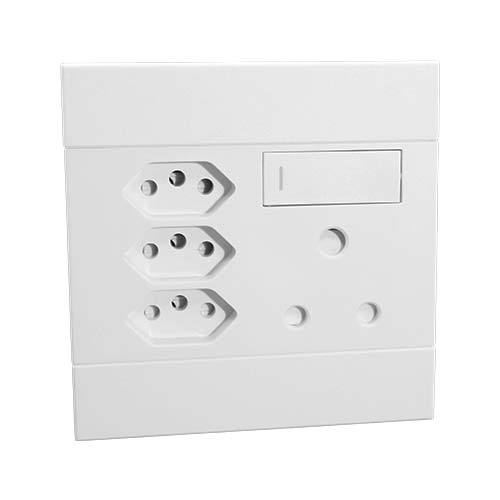 Veti 2 Single Switched Rsa Socket With 3 X V-Slim Sockets - White