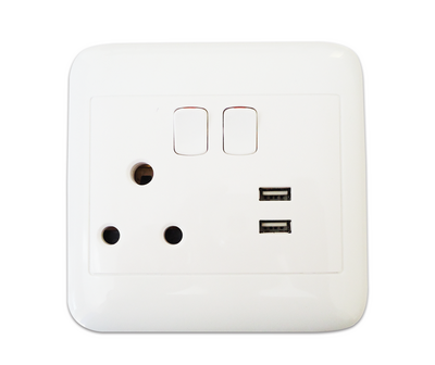 4X4 Single Switched Socket+2 Usb Onp4012