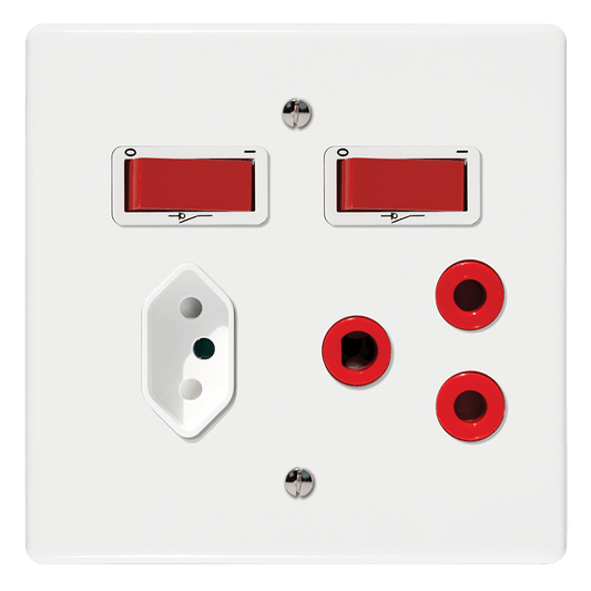 Crabtree Classic Combo Dedicated Socket 164-4 Red Plus Isolated 164-2 White Double-Pole Switched