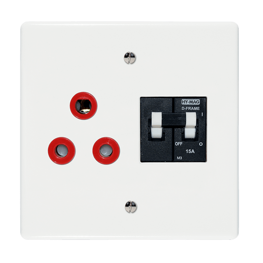 Crabtree Classic Single Dedicated Socket with Double-Pole 15A Circuit Breaker