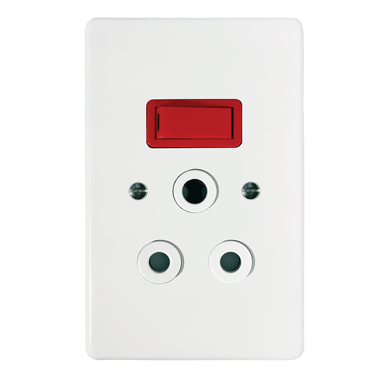 Crabtree Classic Single Isolated STD Socket 164-1 - White Switched Red