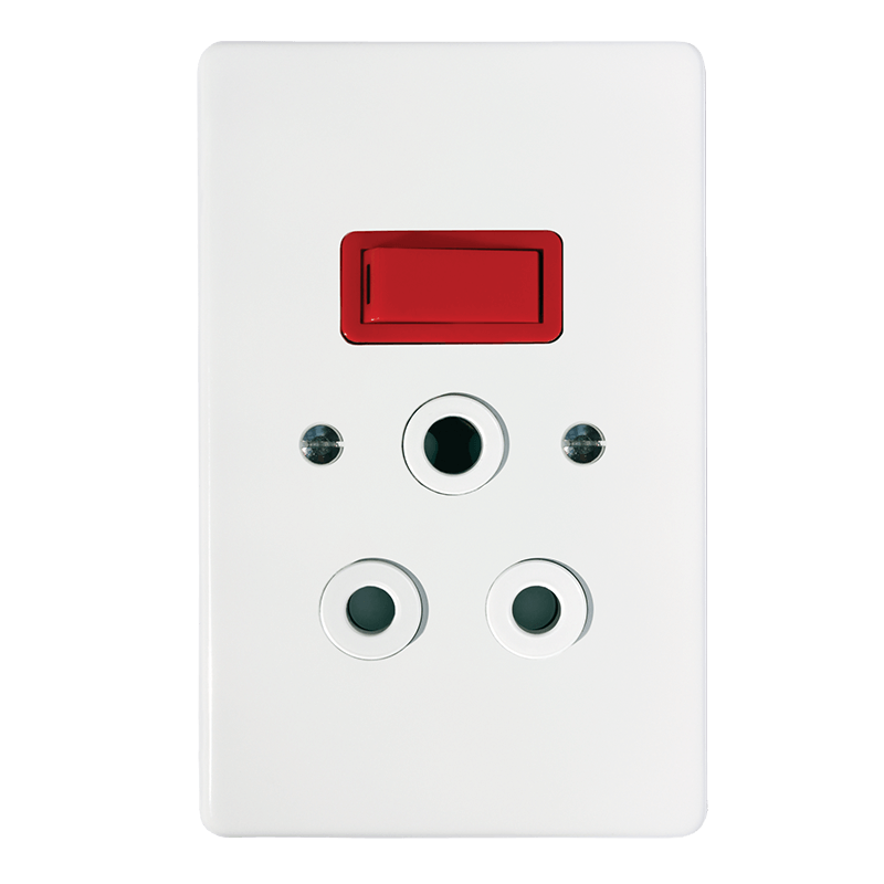 Crabtree Classic Single Isolated STD Socket 164-1, White with Switched Red Indicator on 2x4 Yoke