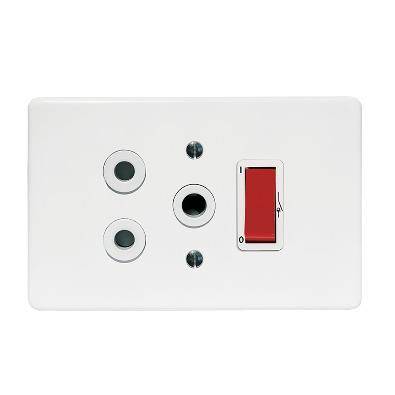 Crabtree Classic Single Isolated STD Socket 164-1 Double-Pole Switched Red on 2x4 Yoke