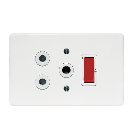 Crabtree Classic Single Isolated STD Socket 164-1 Double-Pole Switched Red on 2x4 Yoke
