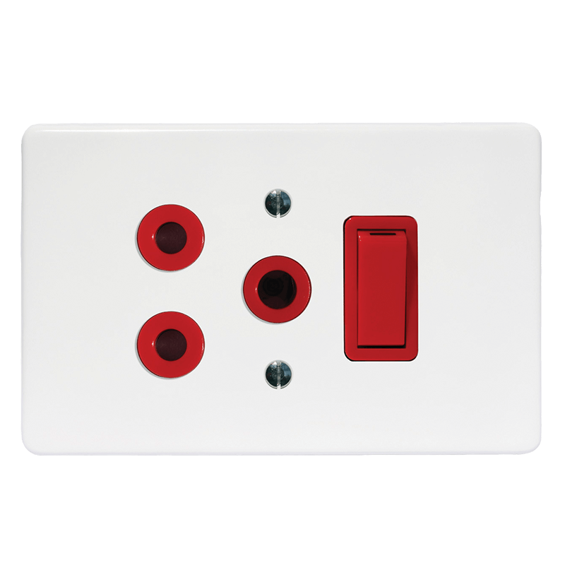 Crabtree Classic Red Switched Isolated STD Socket 164-1
