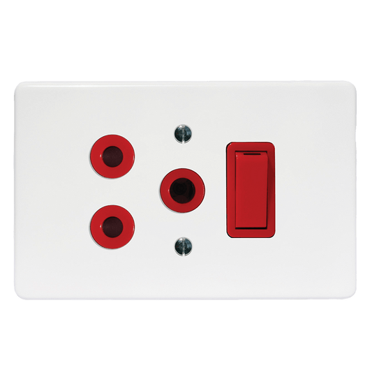 Crabtree Classic Single Isolated STD Socket 164-1 Red Switched on 2x4 Yoke