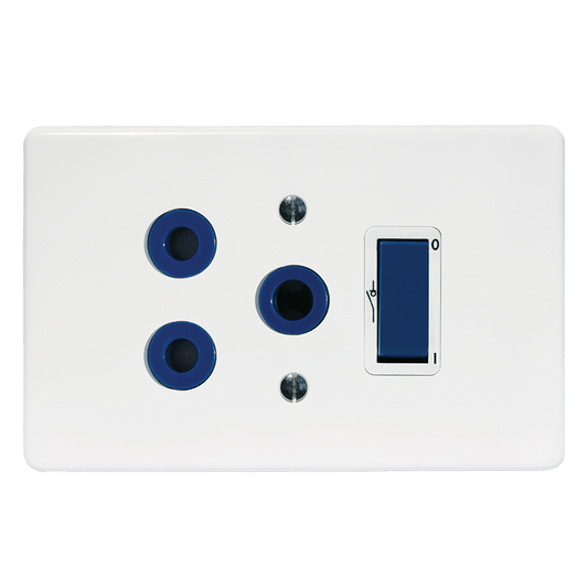 Crabtree Classic Single Isolated STD Socket 164-1 Blue, Double-Pole Switched on 2x4 Yoke