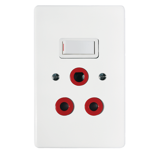 Crabtree Classic Dedicated 164-4 Red Switched Socket on 2x4 Yoke
