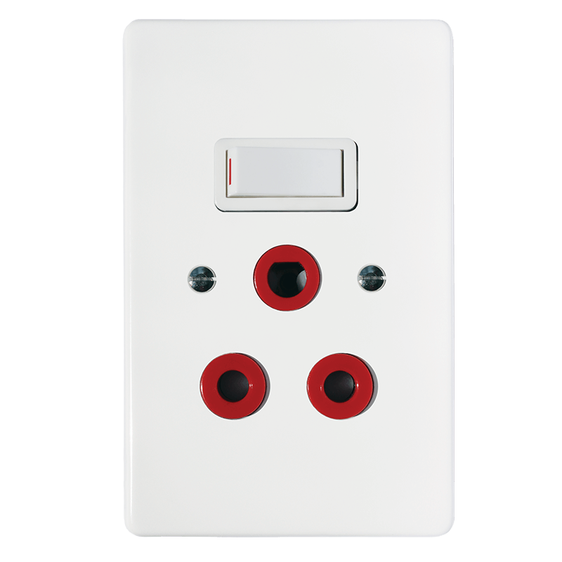 Crabtree Classic Dedicated 164-4 Socket Red Switched White on 2×4 Yoke