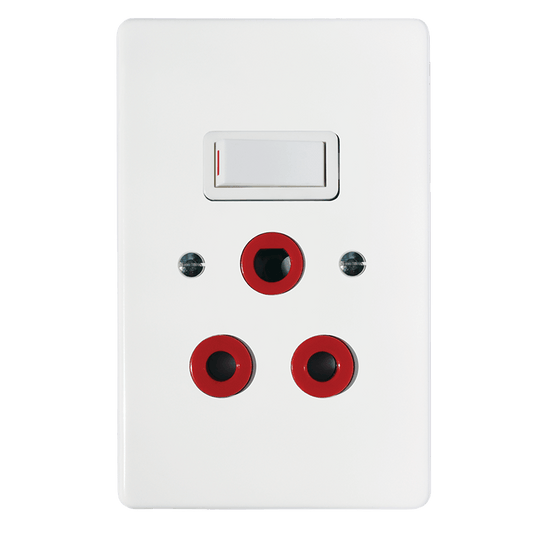 Crabtree Classic Dedicated 164-4 Socket Red Switched White on 2×4 Yoke