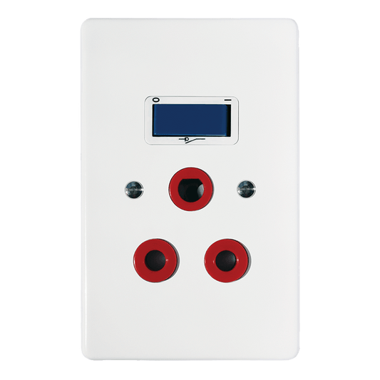 Crabtree Classic Single Dedicated Socket 164-4 Red Double-Pole Switched Blue