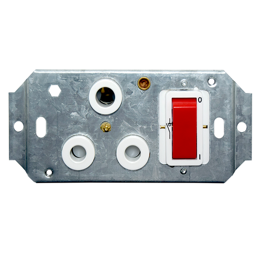 Crabtree Classic Single Isolated STD Socket 164-1, White, Double Pole Switched Red