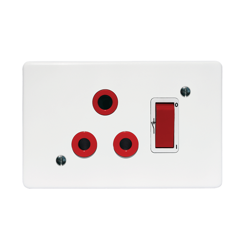 Crabtree Classic Red Double-Pole Switched Socket 164-1