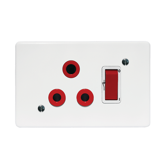 Crabtree Classic Red Double-Pole Switched Socket 164-1